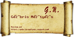 Gábris Mátyás névjegykártya