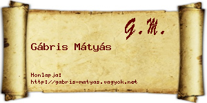 Gábris Mátyás névjegykártya